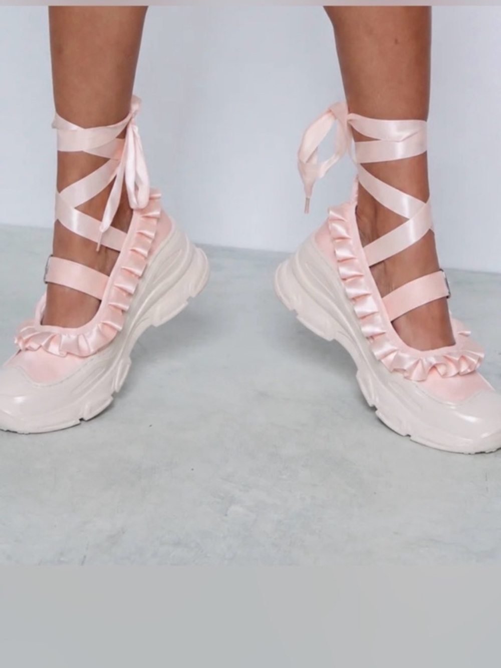 NIB Double Standard Pink Satin Mary Jane Platform Ballet Sneakers Size 37 / US 7 - Picture 6 of 15
